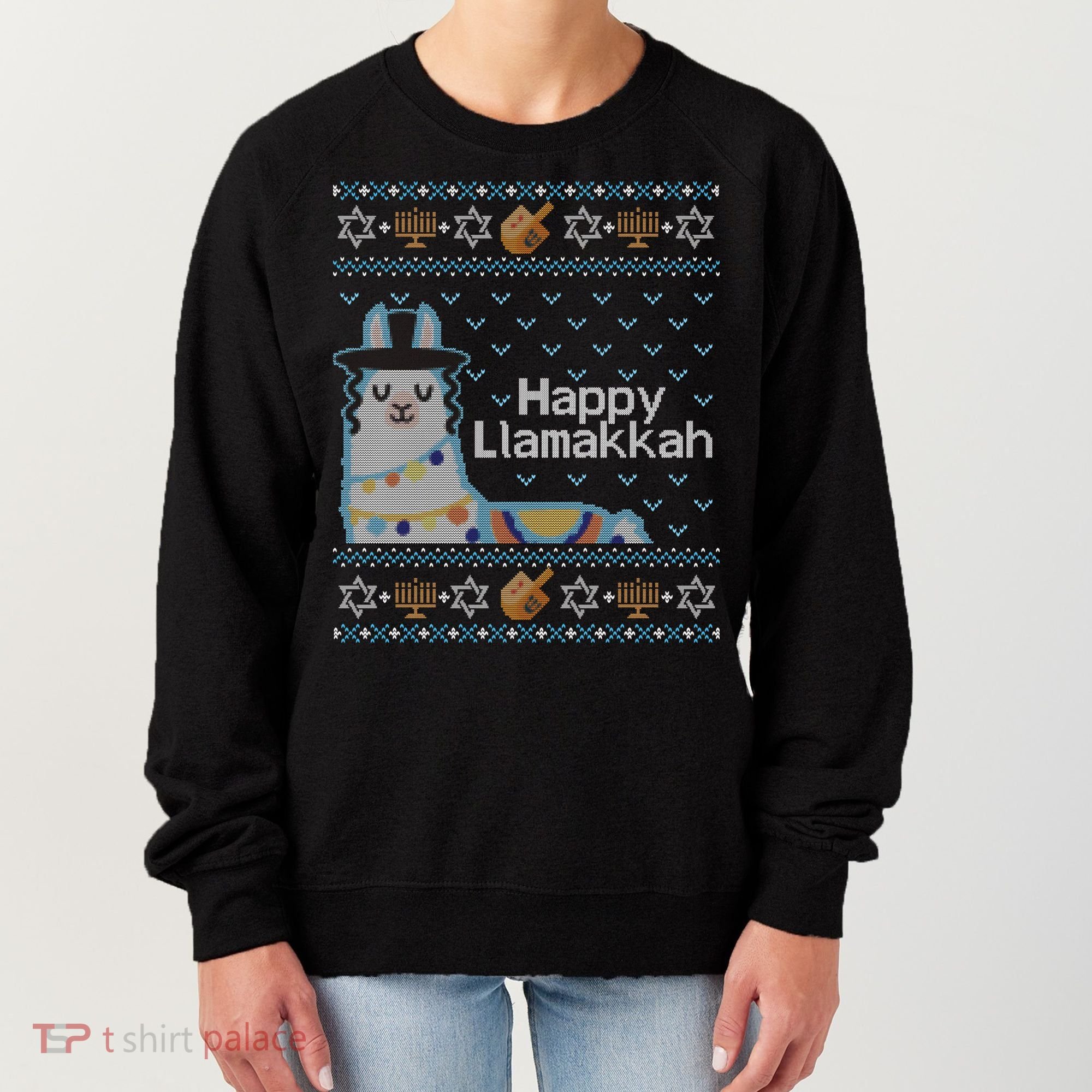 Funny Ugly Hanukkah Sweater Llama Llamakkah Gift Women's Sweatshirt