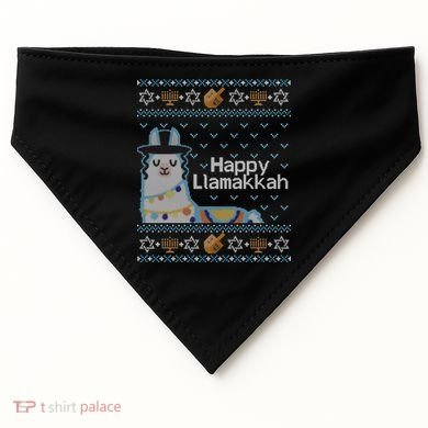 Funny Ugly Hanukkah Sweater Llama Llamakkah Gift USA-Made Doggie Bandana