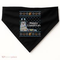 Funny Ugly Hanukkah Sweater Llama Llamakkah Gift USA-Made Doggie Bandana thumb 0