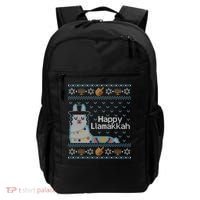 Funny Ugly Hanukkah Sweater Llama Llamakkah Gift Backpack thumb 0