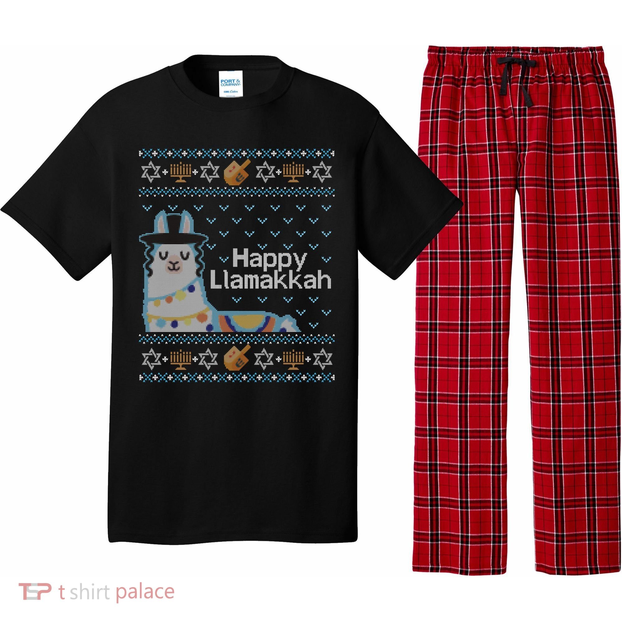 Funny Ugly Hanukkah Sweater Llama Llamakkah Gift Pajama Set