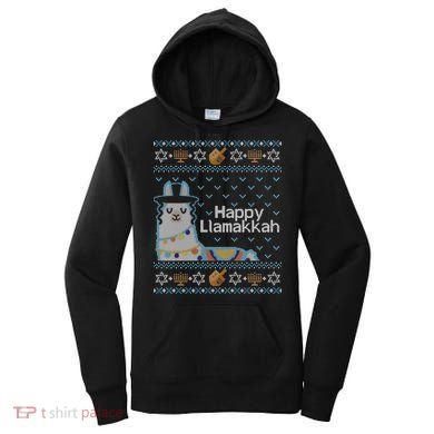 Funny Ugly Hanukkah Sweater Llama Llamakkah Gift Women's Hoodie