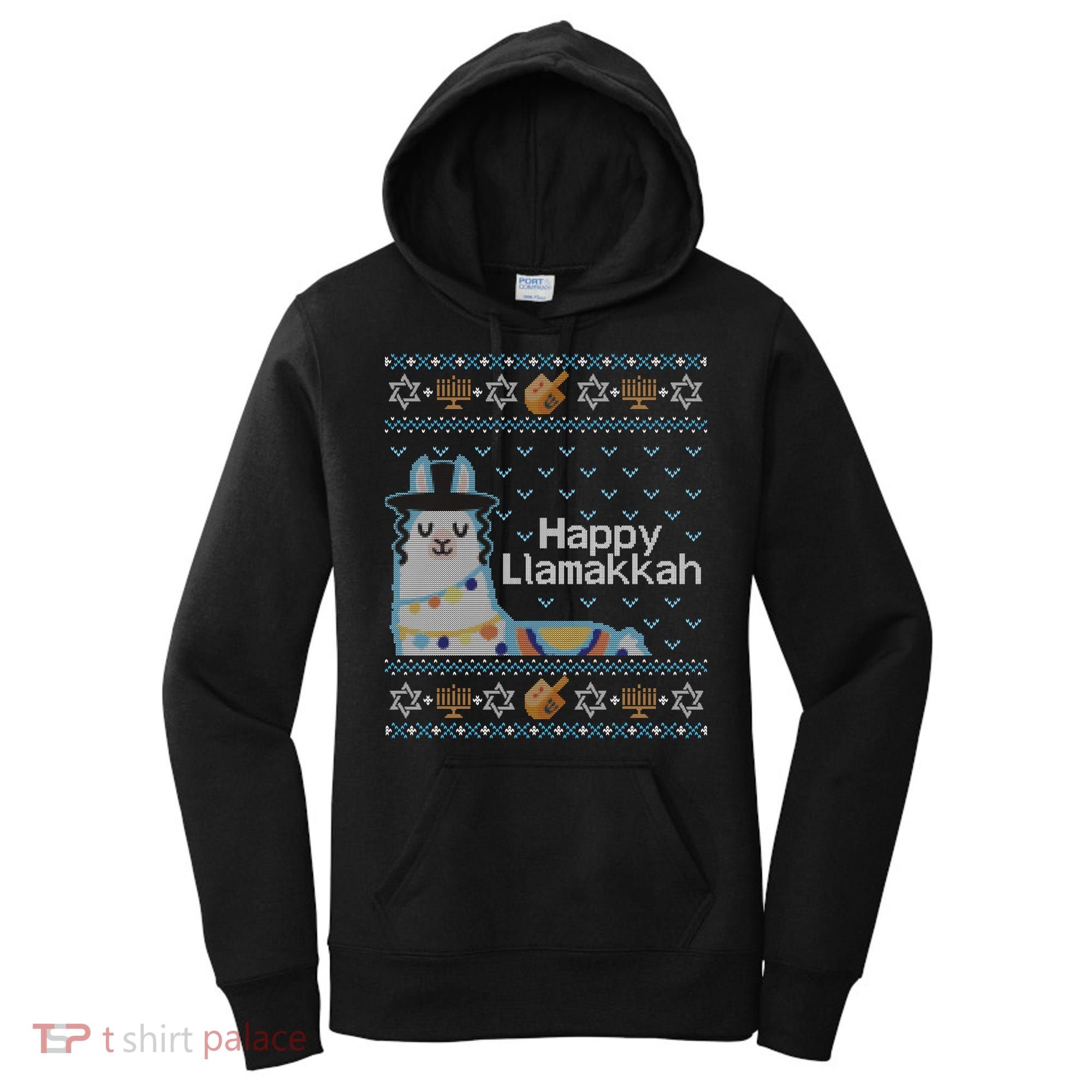 Funny Ugly Hanukkah Sweater Llama Llamakkah Gift Women's Hoodie