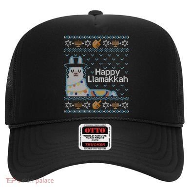 Funny Ugly Hanukkah Sweater Llama Llamakkah Gift Hat