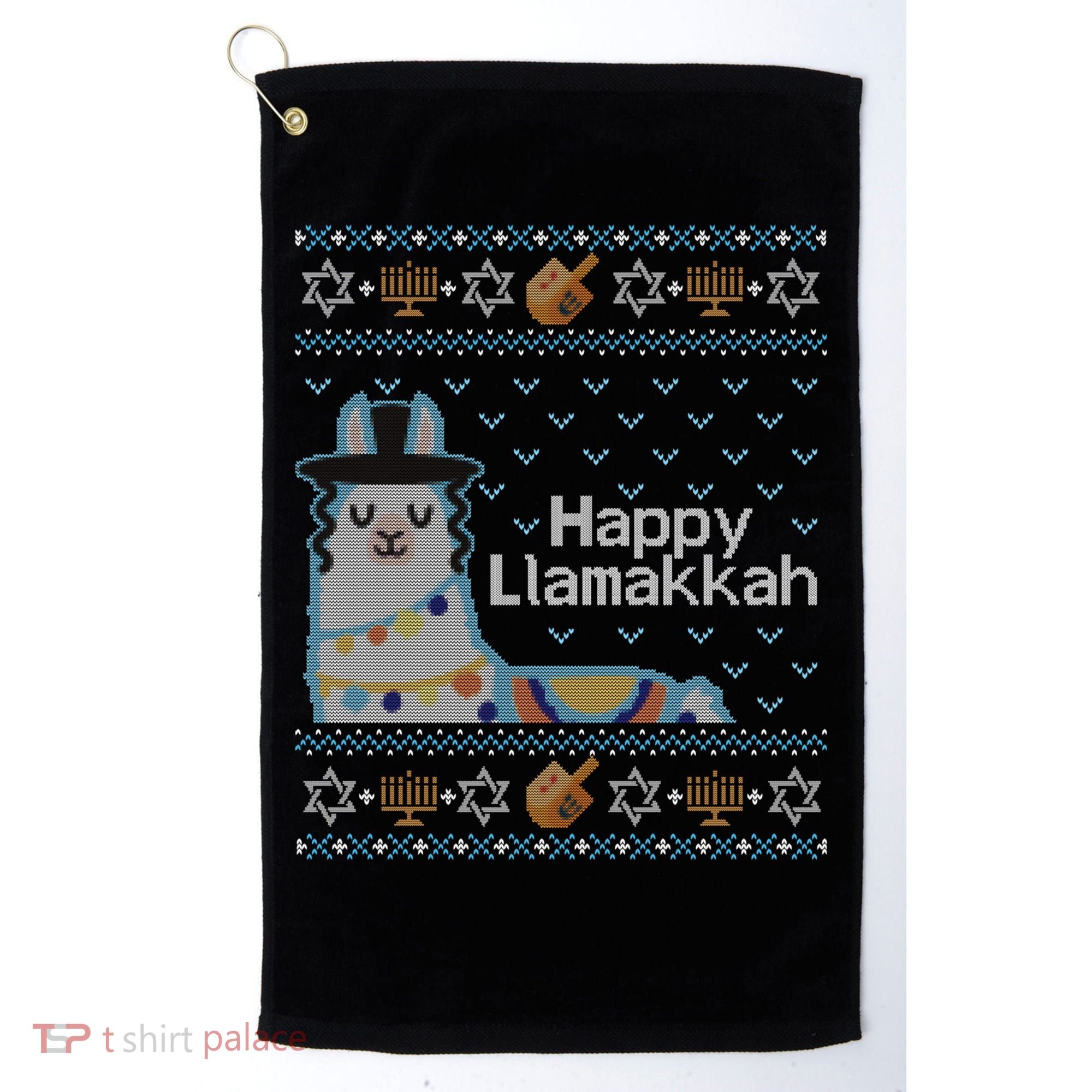 Funny Ugly Hanukkah Sweater Llama Llamakkah Gift Golf Towel
