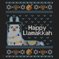 Funny Ugly Hanukkah Sweater Llama Llamakkah Gift Golf Towel thumb 3