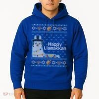 Funny Ugly Hanukkah Sweater Llama Llamakkah Gift Hoodie thumb 2