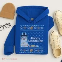 Funny Ugly Hanukkah Sweater Llama Llamakkah Gift Hoodie thumb 4