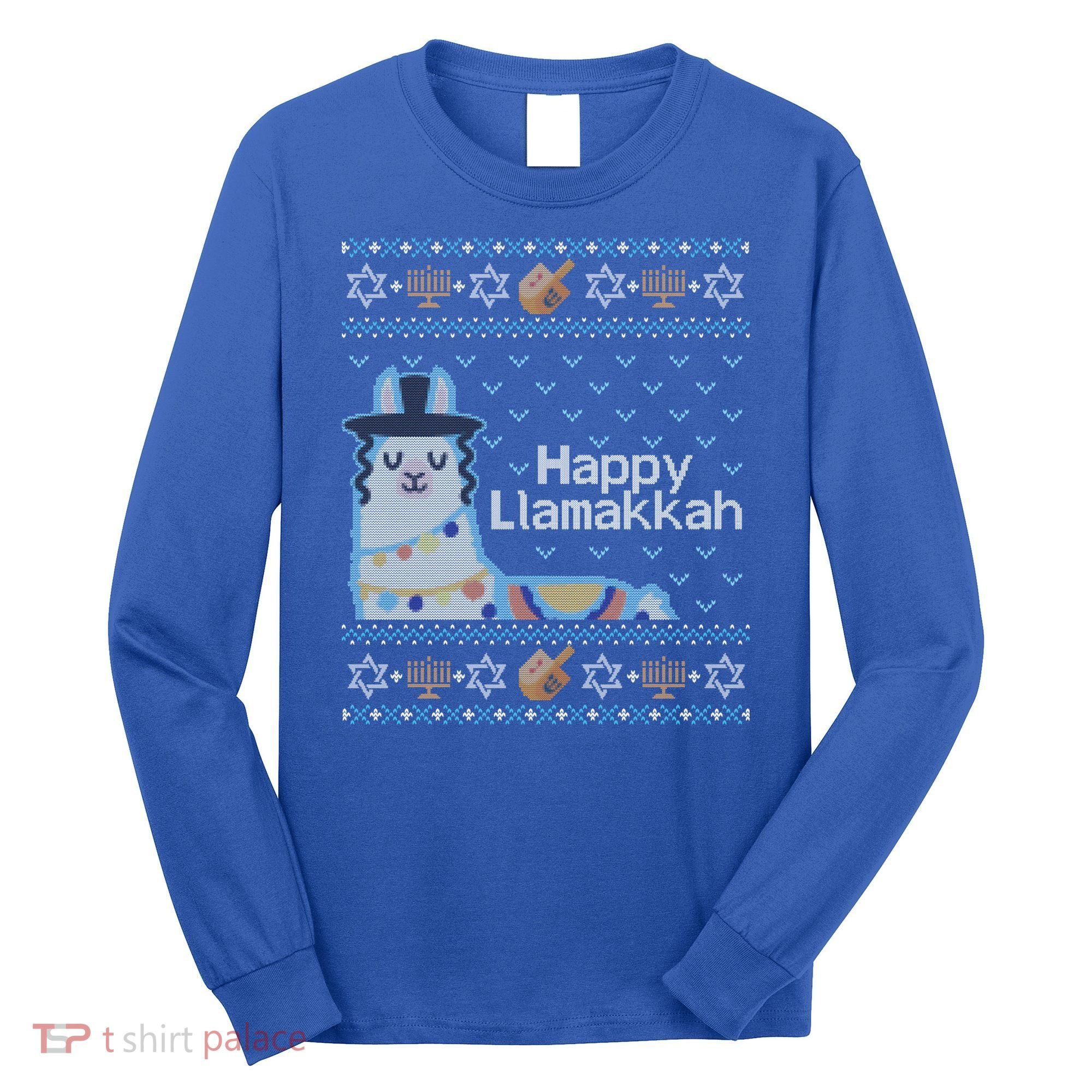Funny Ugly Hanukkah Sweater Llama Llamakkah Gift Long Sleeve Shirt