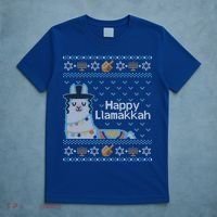 Funny Ugly Hanukkah Sweater Llama Llamakkah Gift T-Shirt thumb 5