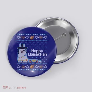 Funny Ugly Hanukkah Sweater Llama Llamakkah Gift Button