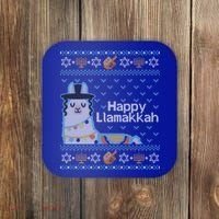 Funny Ugly Hanukkah Sweater Llama Llamakkah Gift Coaster thumb 0