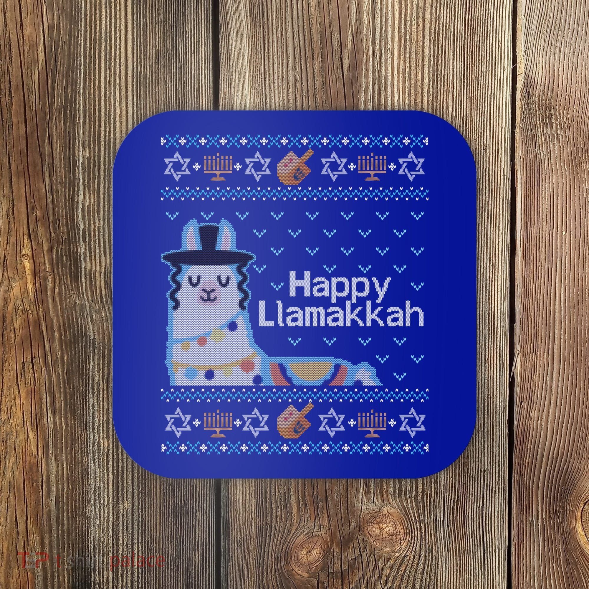 Funny Ugly Hanukkah Sweater Llama Llamakkah Gift Coaster