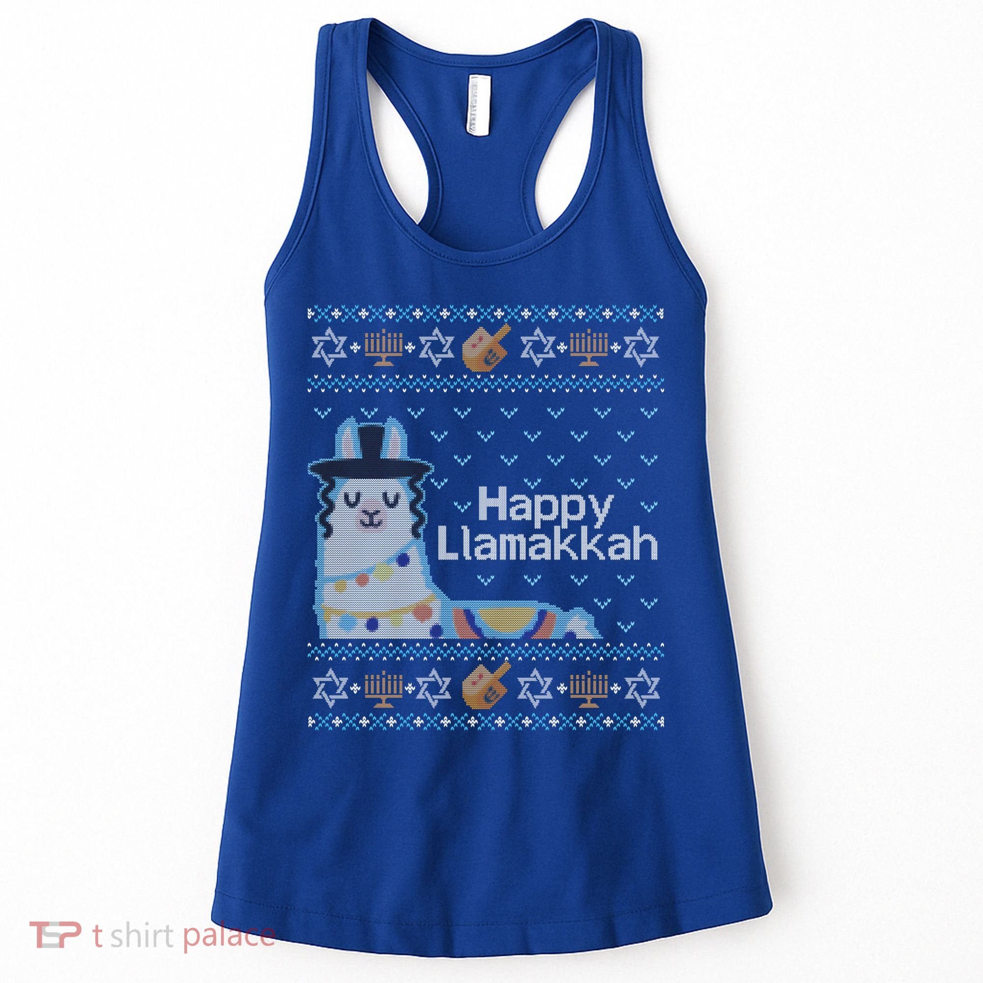 Funny Ugly Hanukkah Sweater Llama Llamakkah Gift Women's Tank Top