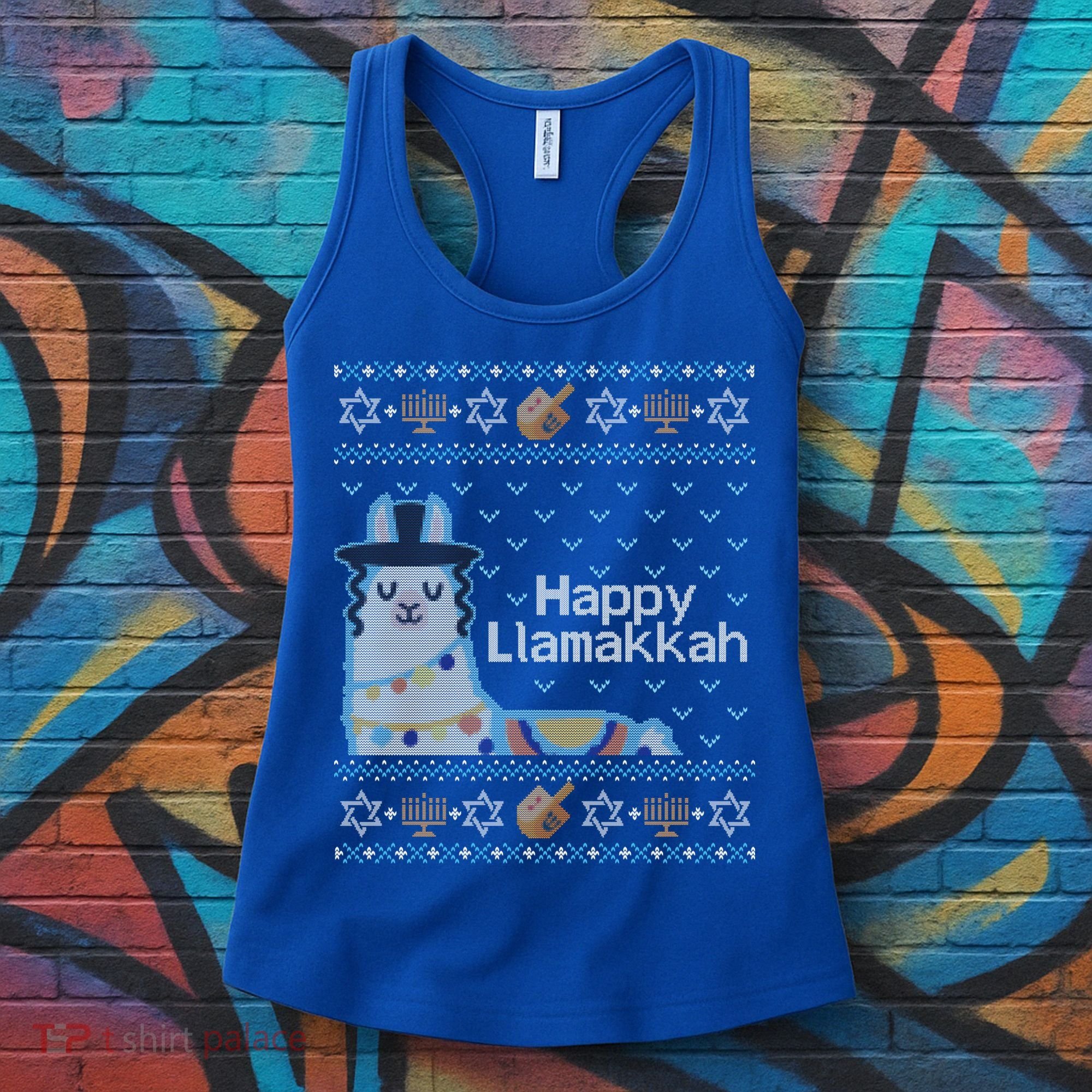 Funny Ugly Hanukkah Sweater Llama Llamakkah Gift Women's Tank Top