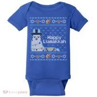 Funny Ugly Hanukkah Sweater Llama Llamakkah Gift Baby Bodysuit thumb 0