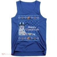 Funny Ugly Hanukkah Sweater Llama Llamakkah Gift Tank Top thumb 0