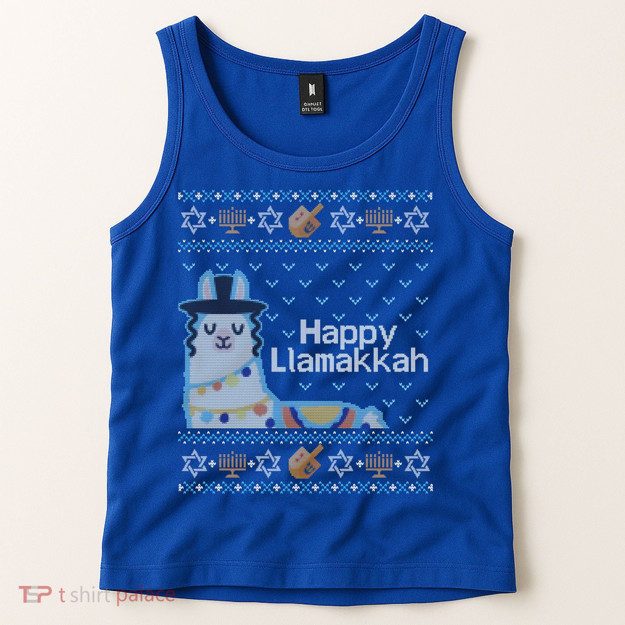 Funny Ugly Hanukkah Sweater Llama Llamakkah Gift Tank Top
