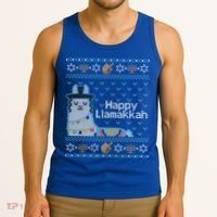 Funny Ugly Hanukkah Sweater Llama Llamakkah Gift Tank Top thumb 3