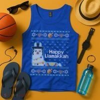 Funny Ugly Hanukkah Sweater Llama Llamakkah Gift Tank Top thumb 4