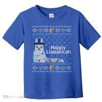 Funny Ugly Hanukkah Sweater Llama Llamakkah Gift Toddler T-Shirt thumb 0