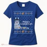 Funny Ugly Hanukkah Sweater Llama Llamakkah Gift Women's T-Shirt thumb 0