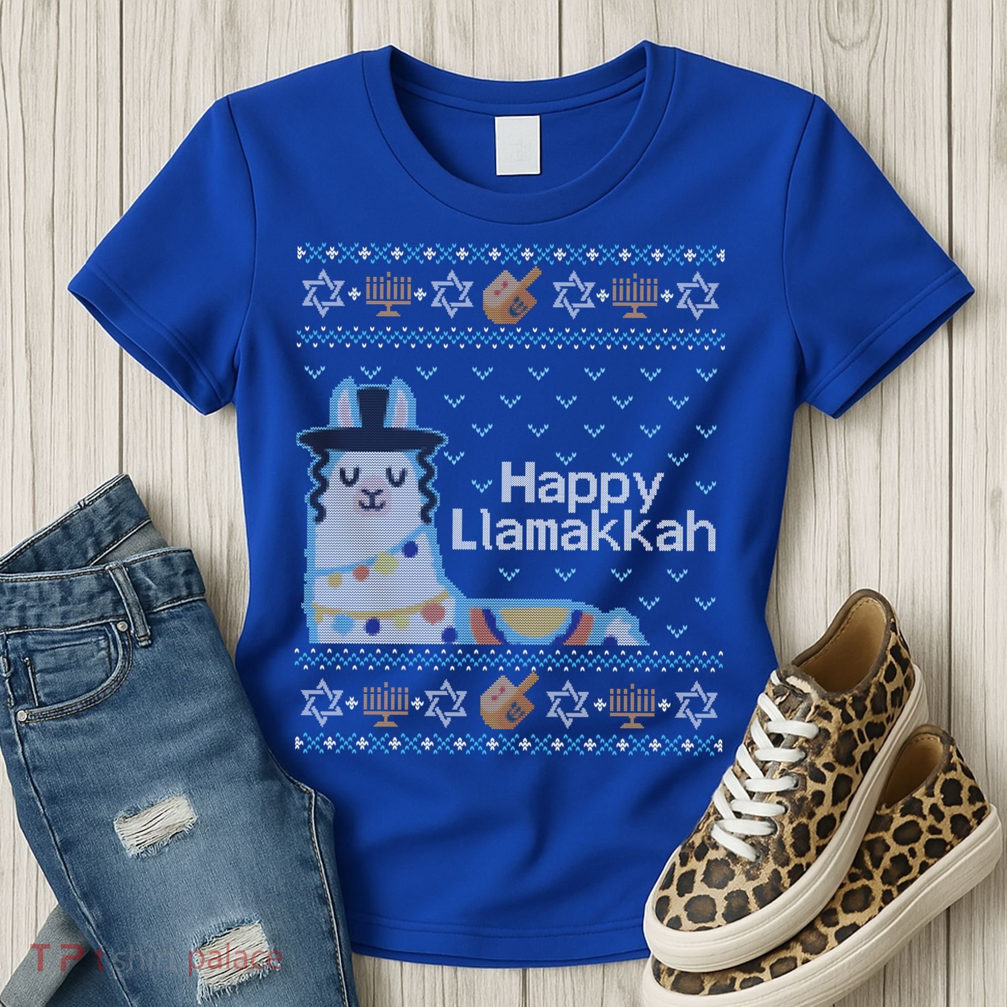 Funny Ugly Hanukkah Sweater Llama Llamakkah Gift Women's T-Shirt