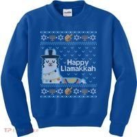 Funny Ugly Hanukkah Sweater Llama Llamakkah Gift Kids Sweatshirt thumb 0