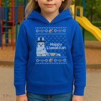 Funny Ugly Hanukkah Sweater Llama Llamakkah Gift Kids Hoodie thumb 3