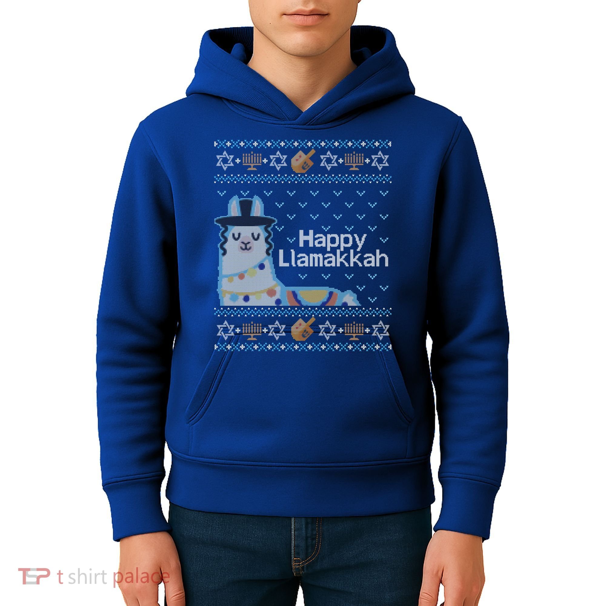 Funny Ugly Hanukkah Sweater Llama Llamakkah Gift Kids Hoodie