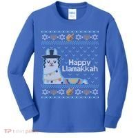 Funny Ugly Hanukkah Sweater Llama Llamakkah Gift Kids Long Sleeve Shirt thumb 0