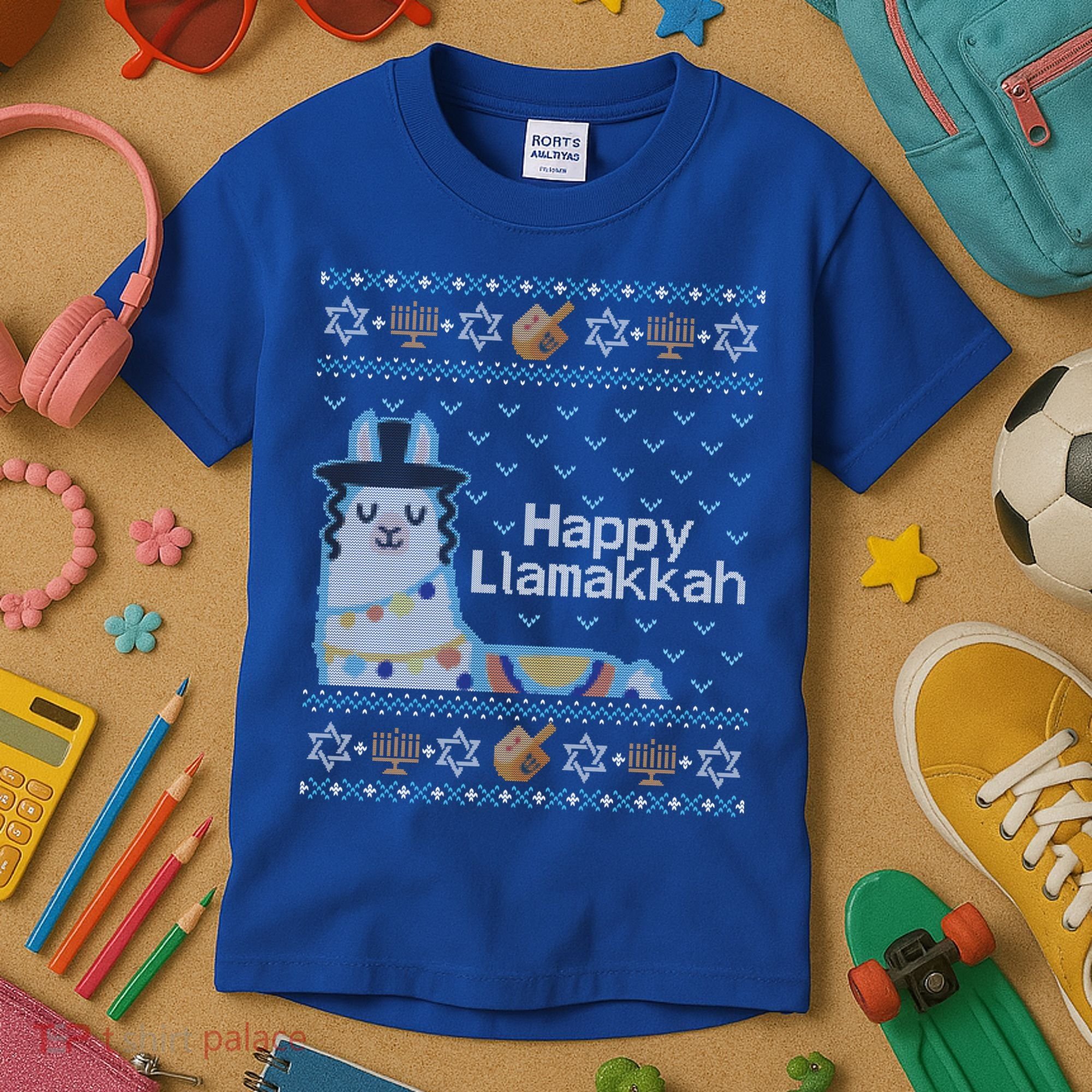 Funny Ugly Hanukkah Sweater Llama Llamakkah Gift Kids T-Shirt