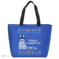 Funny Ugly Hanukkah Sweater Llama Llamakkah Gift Tote Bag thumb 0