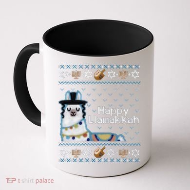 Funny Ugly Hanukkah Sweater, Llama Llamakkah Coffee Mug