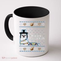 Funny Ugly Hanukkah Sweater, Llama Llamakkah Coffee Mug thumb 0