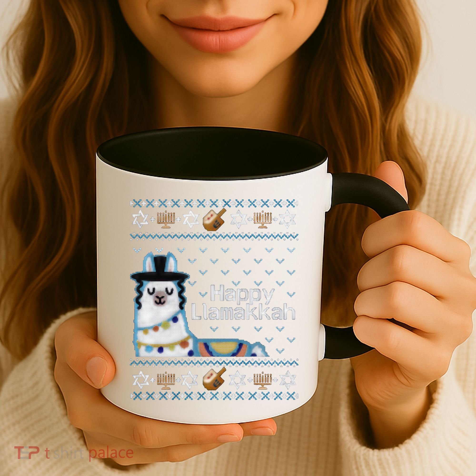 Funny Ugly Hanukkah Sweater, Llama Llamakkah Coffee Mug
