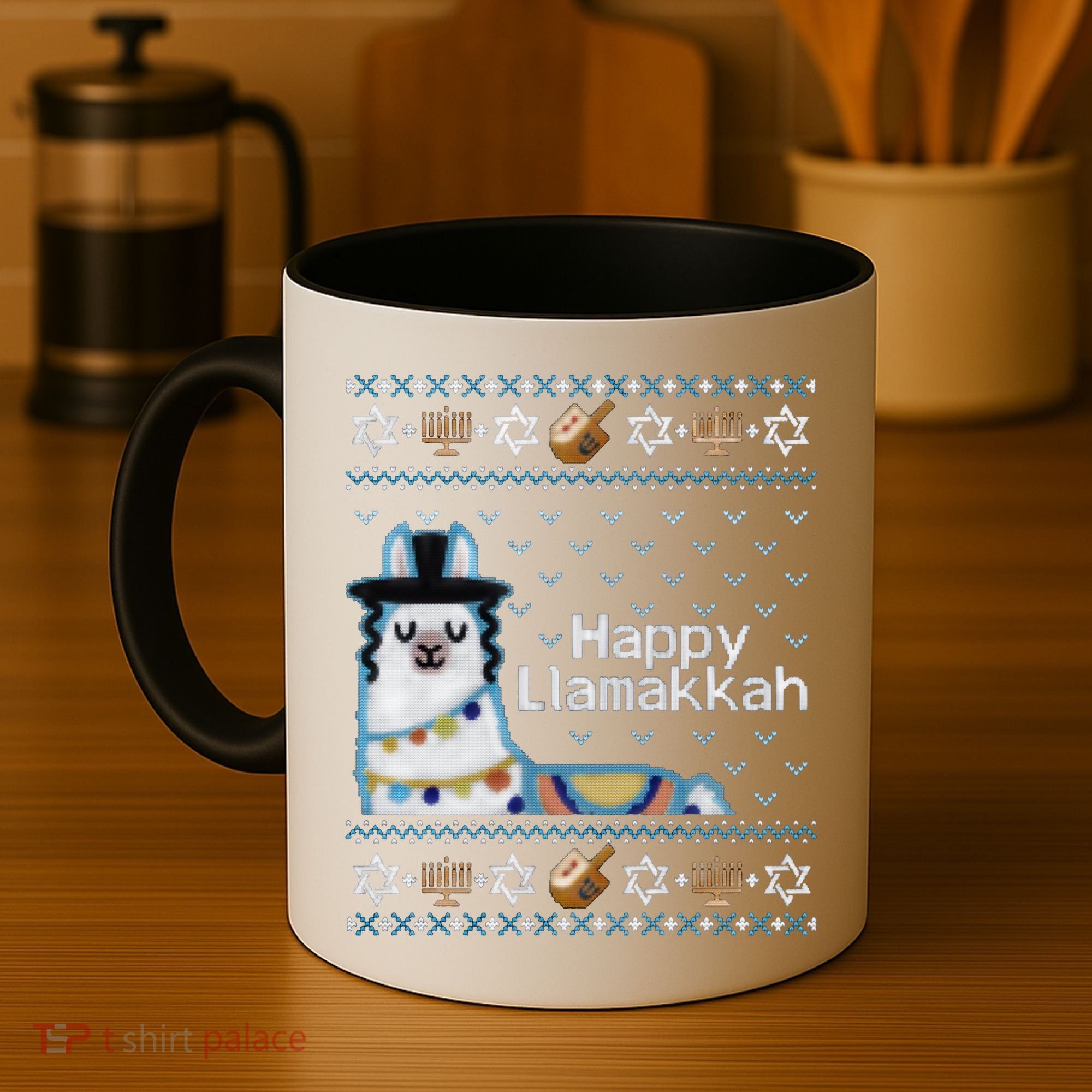 Funny Ugly Hanukkah Sweater, Llama Llamakkah Coffee Mug