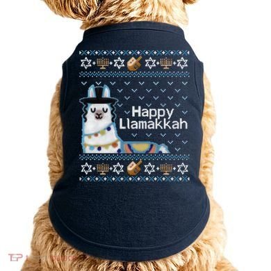 Funny Ugly Hanukkah Sweater, Llama Llamakkah Doggie Tank