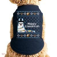 Funny Ugly Hanukkah Sweater, Llama Llamakkah Doggie Tank thumb 0