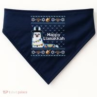 Funny Ugly Hanukkah Sweater, Llama Llamakkah USA-Made Doggie Bandana thumb 0