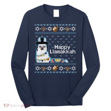 Funny Ugly Hanukkah Sweater, Llama Llamakkah Long Sleeve Shirt