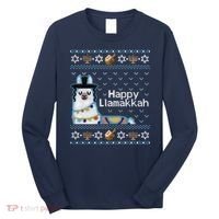 Funny Ugly Hanukkah Sweater, Llama Llamakkah Long Sleeve Shirt thumb 0