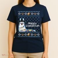 Funny Ugly Hanukkah Sweater, Llama Llamakkah T-Shirt thumb 4