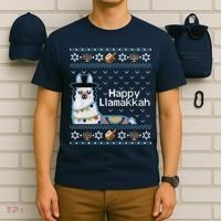 Funny Ugly Hanukkah Sweater, Llama Llamakkah T-Shirt thumb 6