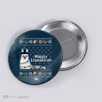 Funny Ugly Hanukkah Sweater, Llama Llamakkah Button thumb 0