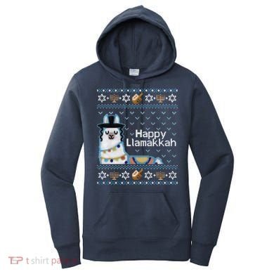 Funny Ugly Hanukkah Sweater, Llama Llamakkah Women's Hoodie