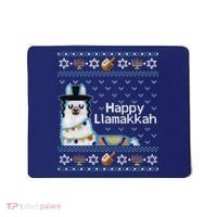Funny Ugly Hanukkah Sweater, Llama Llamakkah Mousepad thumb 0