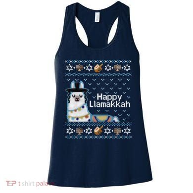 Funny Ugly Hanukkah Sweater, Llama Llamakkah Women's Tank Top