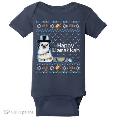 Funny Ugly Hanukkah Sweater, Llama Llamakkah Baby Bodysuit
