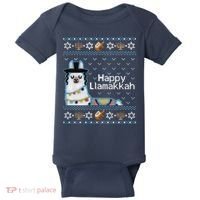 Funny Ugly Hanukkah Sweater, Llama Llamakkah Baby Bodysuit thumb 0